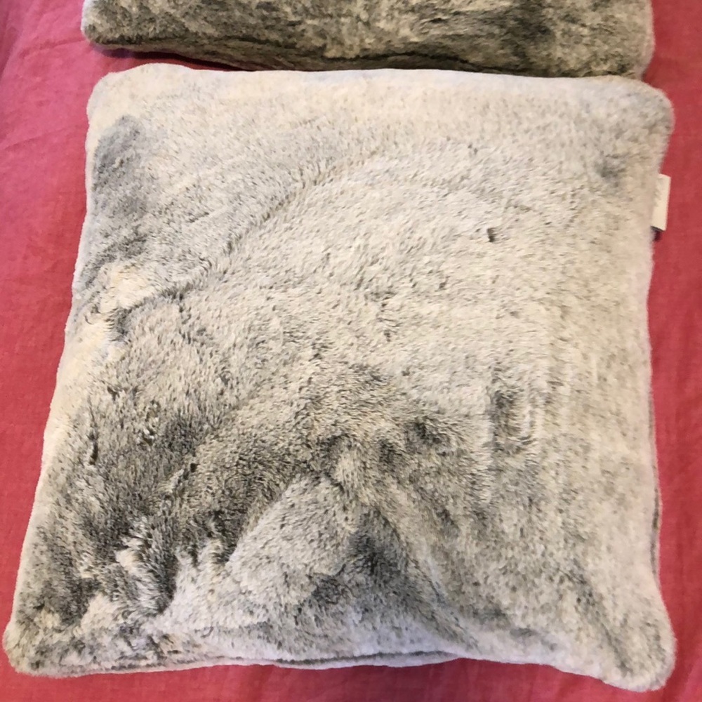 Two fuzzy accent pillows